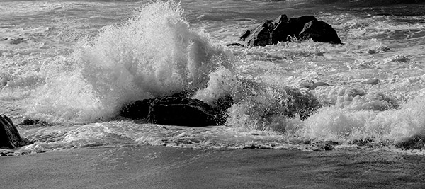 Beach, Waves and Rocks